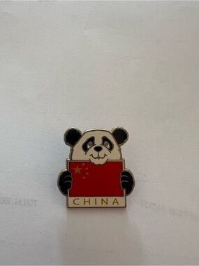Panda Holding China Flag Pin